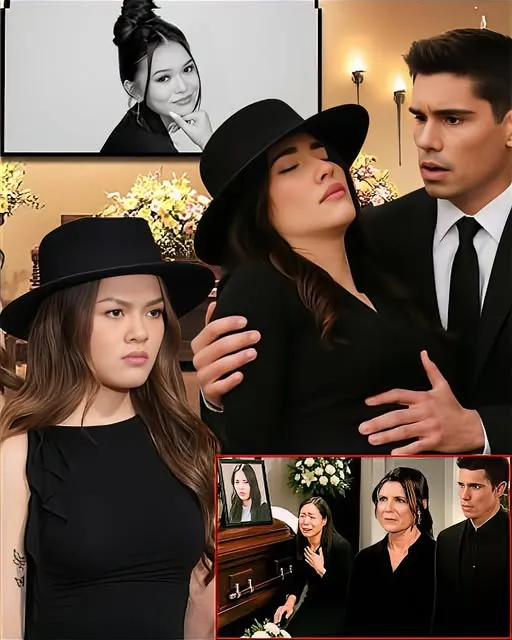Steffy faints when she sees Luna appear at Luna's funeral