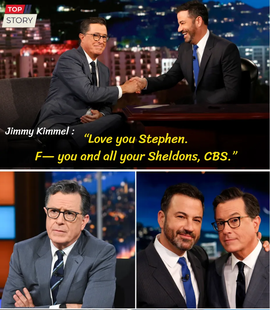 “LOVE YOU STEPHEN. F— YOU AND ALL YOUR SHELDONS, CBS.” Jimmy Kimmel blasted CBS after the network announced plans to cancel “The Late Show With Stephen Colbert.”