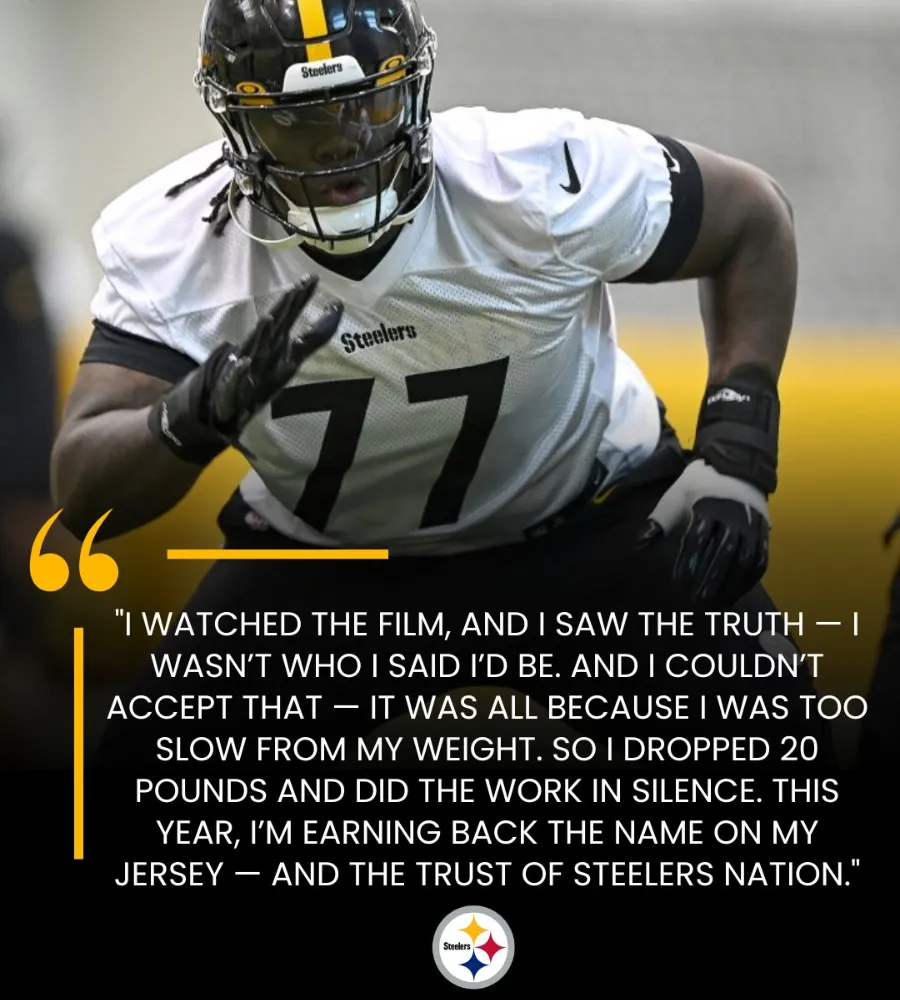 Steelers’ Silent Warrior: Broderick Jones Sheds 20 Pounds, Aims to Become Rodgers’ Wall in 2025