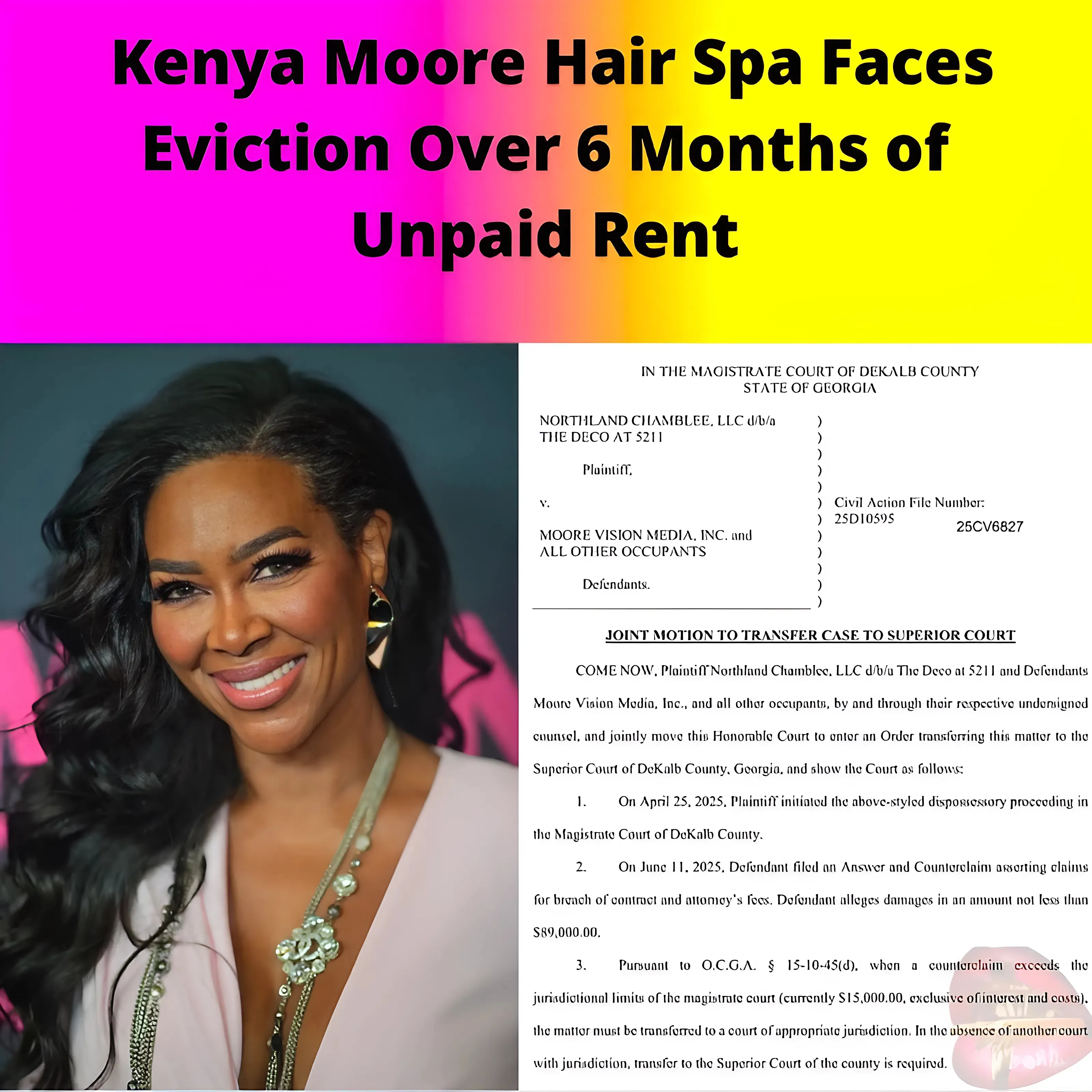 Kenya Moore Hair Spa Faces Eviction Over 6 Months of Unpaid Rent