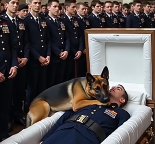 I never thought I’d cry that much… especially not in front of so many people. But when Rex — my uncle’s retired K9 partner — jumped on the casket, I just couldn’t hold it in.