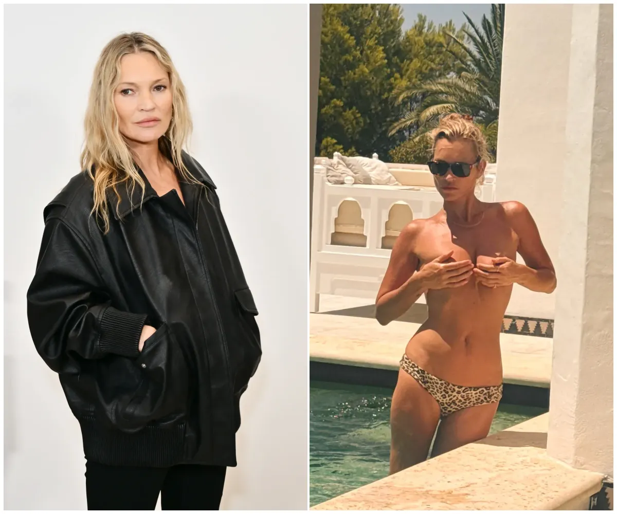 ‘Still at the top of her game’ — Supermodel legend Kate Moss, 51, turns heads in Ibiza as she poses topless in a swimming pool wearing only leopard-print bikini bottoms and sunglasses during sun-soaked getaway with...- suong