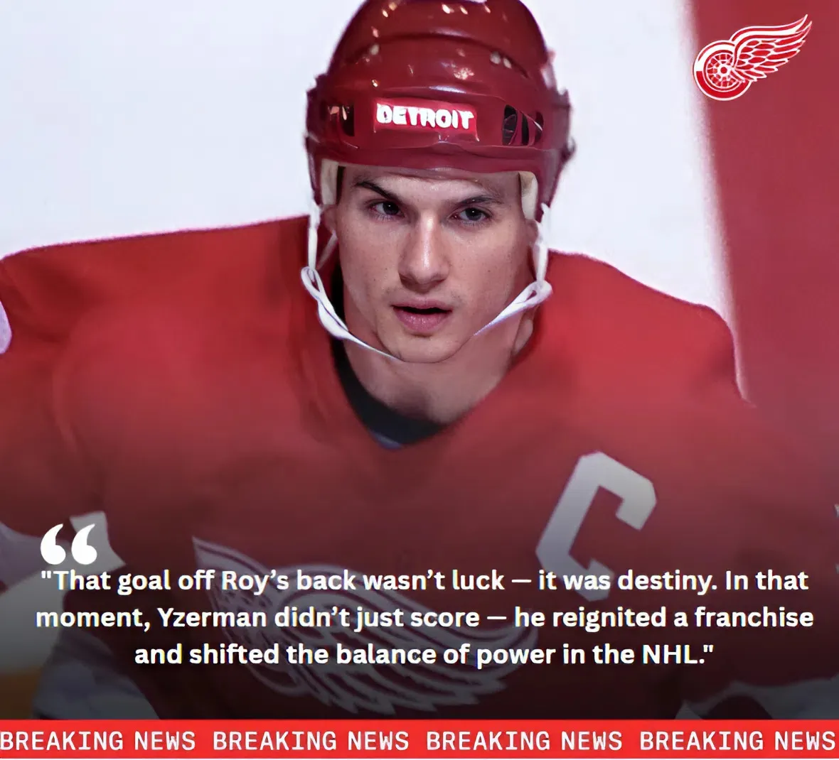 Steve Yzerman’s shot off Roy’s back might’ve saved the Red Wings