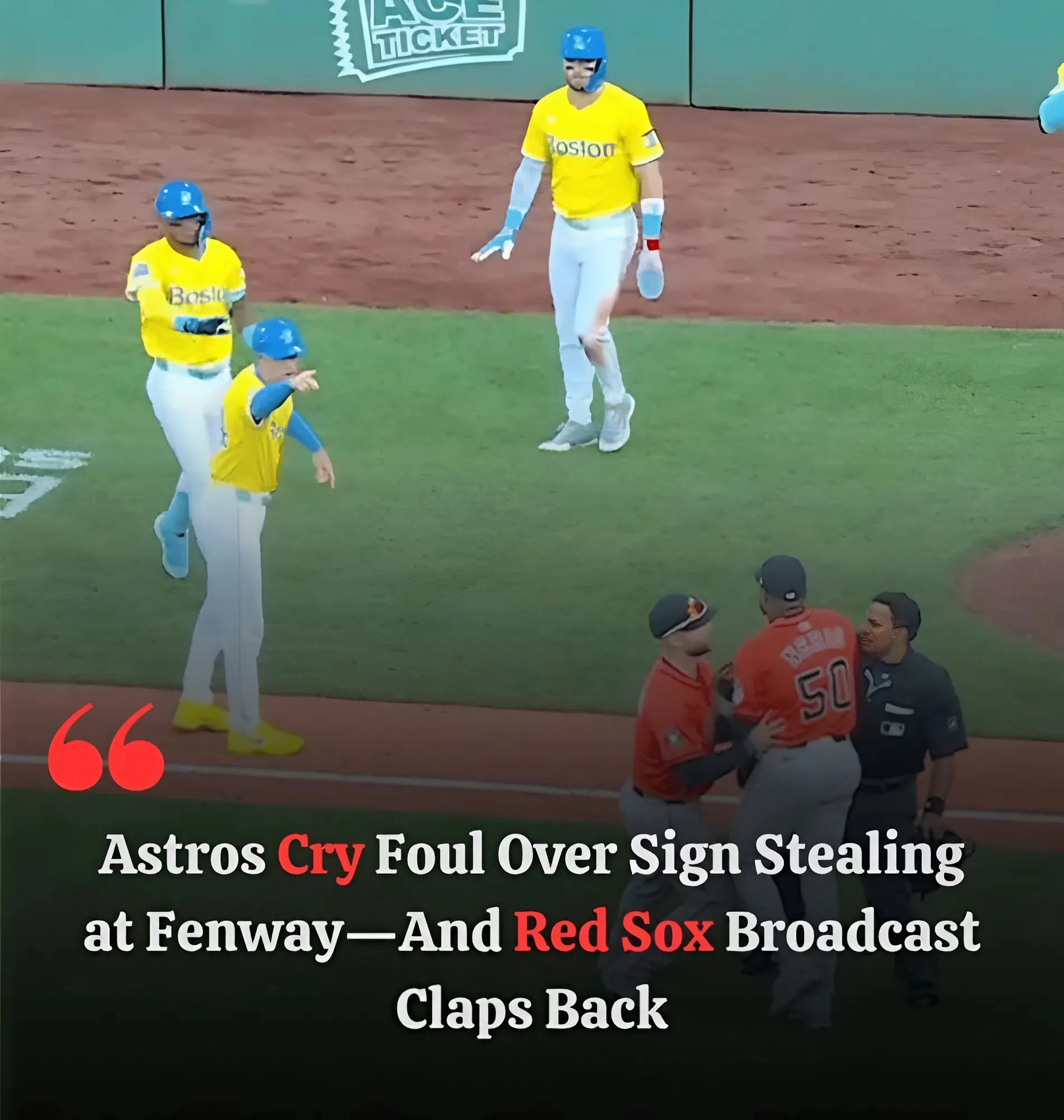 Red Sox Announcer Takes Shot at Astros’ Sign Stealing History After Benches Clear