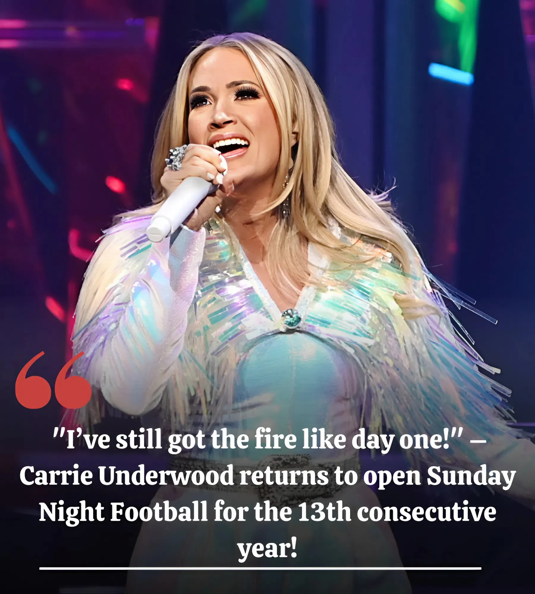 "I’ve still got the fire like day one!" – Carrie Underwood returns to open Sunday Night Football for the 13th consecutive year!