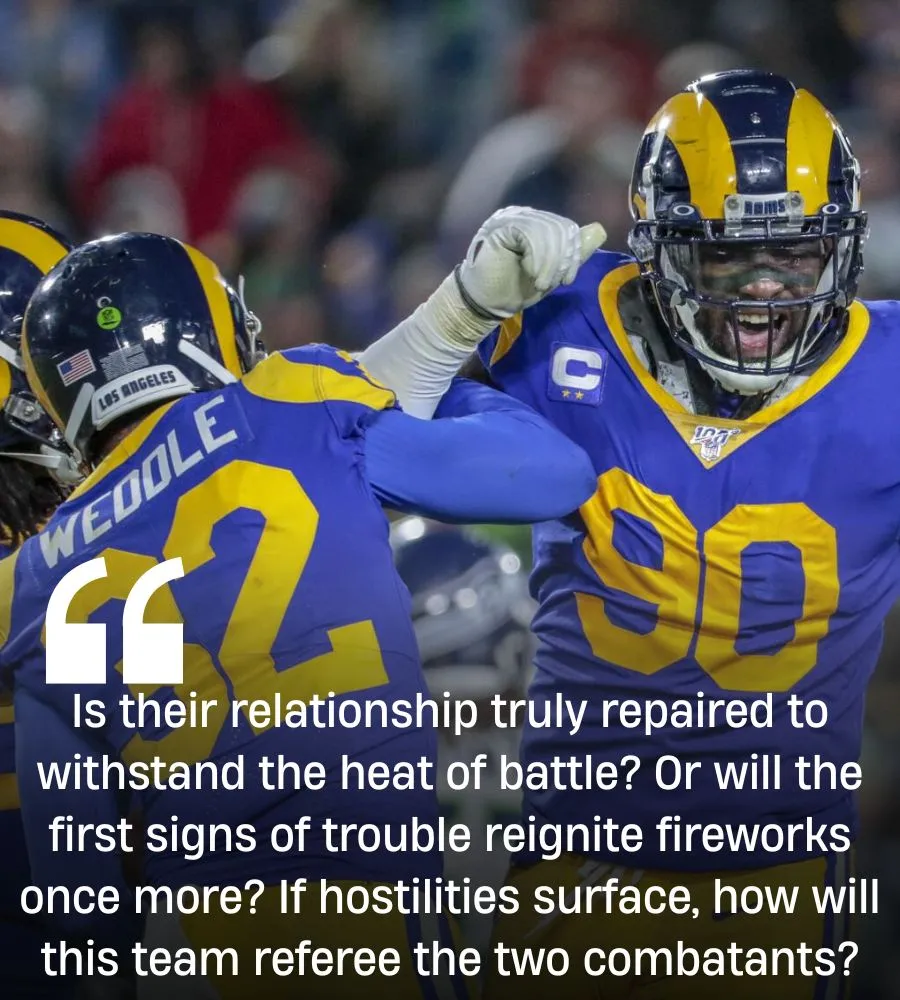 Rams fans on fireworks watch as locker room drama gets Cowboys test