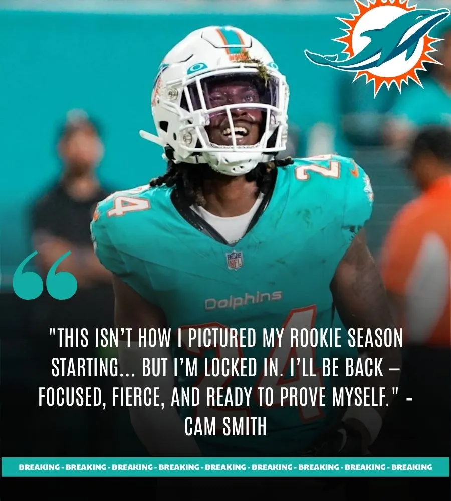 ROOKIE CB CAM SMITH PLACED ON IR AFTER TOUGH TRAINING CAMP INJURY