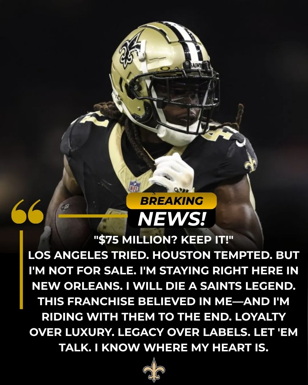 “$75 Million? KEEP IT!” Alvin Kamara Shocks the NFL With Unbreakable Loyalty to the Saints