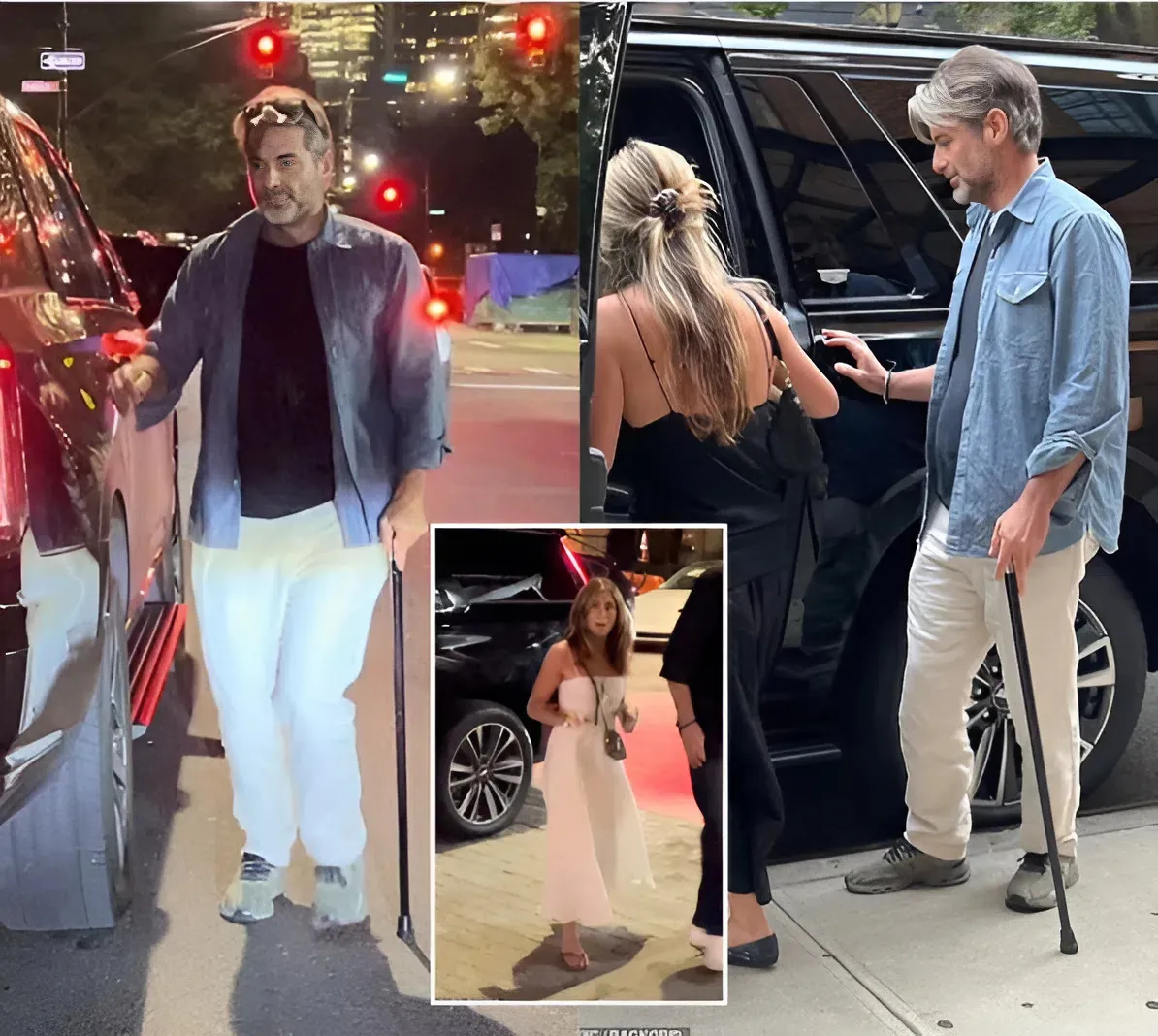 Jennifer Aniston's new man sparks concern as he's seen hobbling on a date with her A-list pals