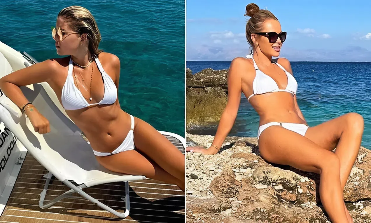 Amanda Holden's lookalike daughter Lexi Hughes, 19, stuns in a white halterneck bikini during boat trip