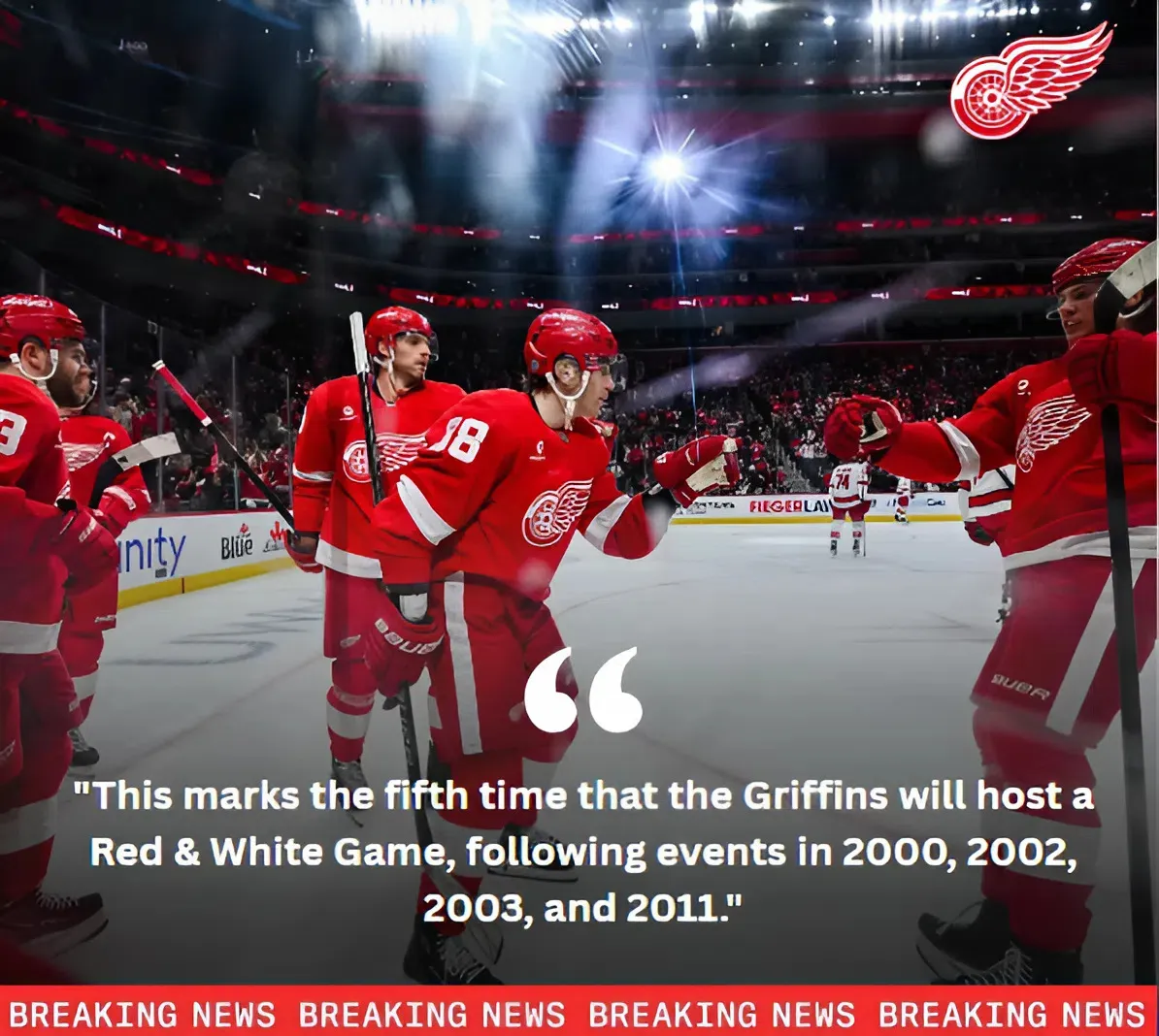 Red Wings Returning to Grand Rapids for Red & White Game