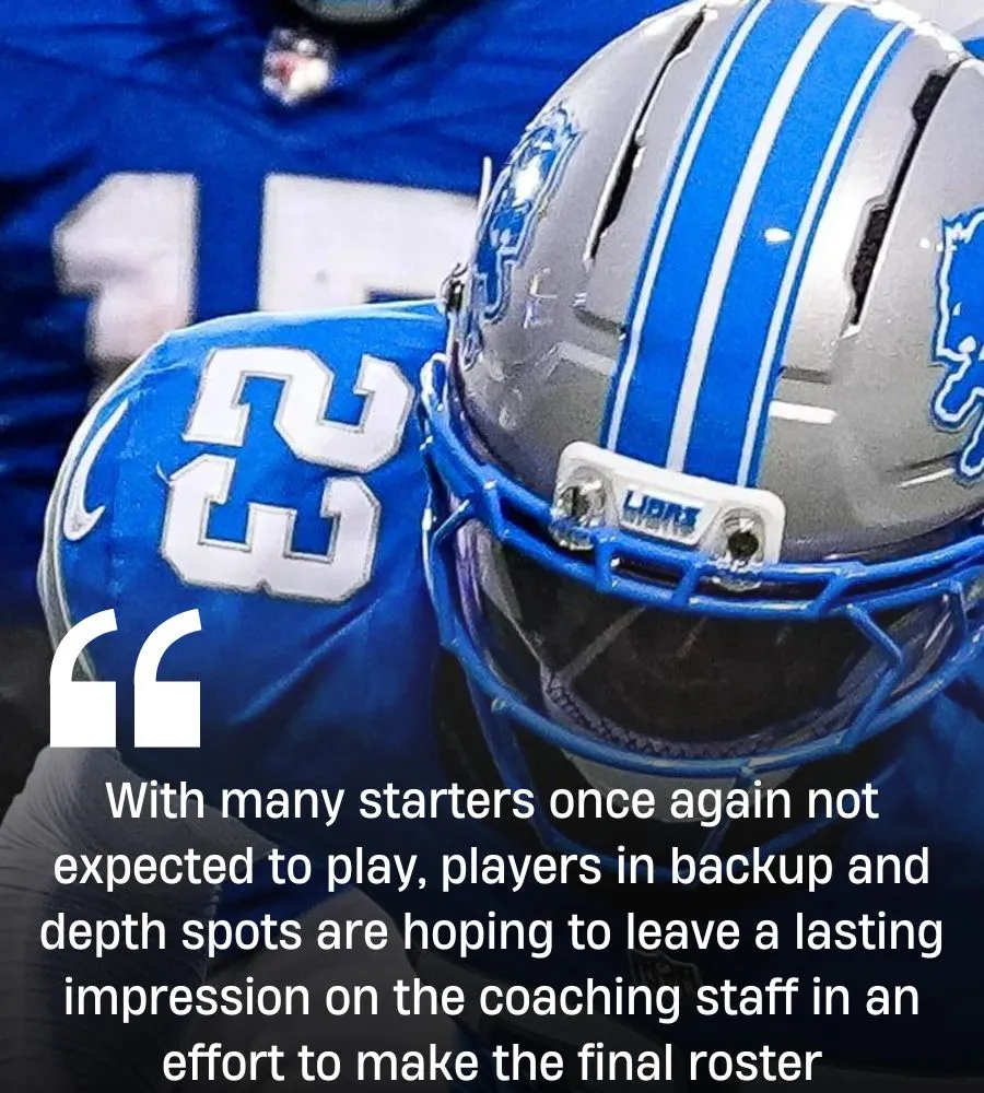 Lions Preseason Week 2 Depth Chart