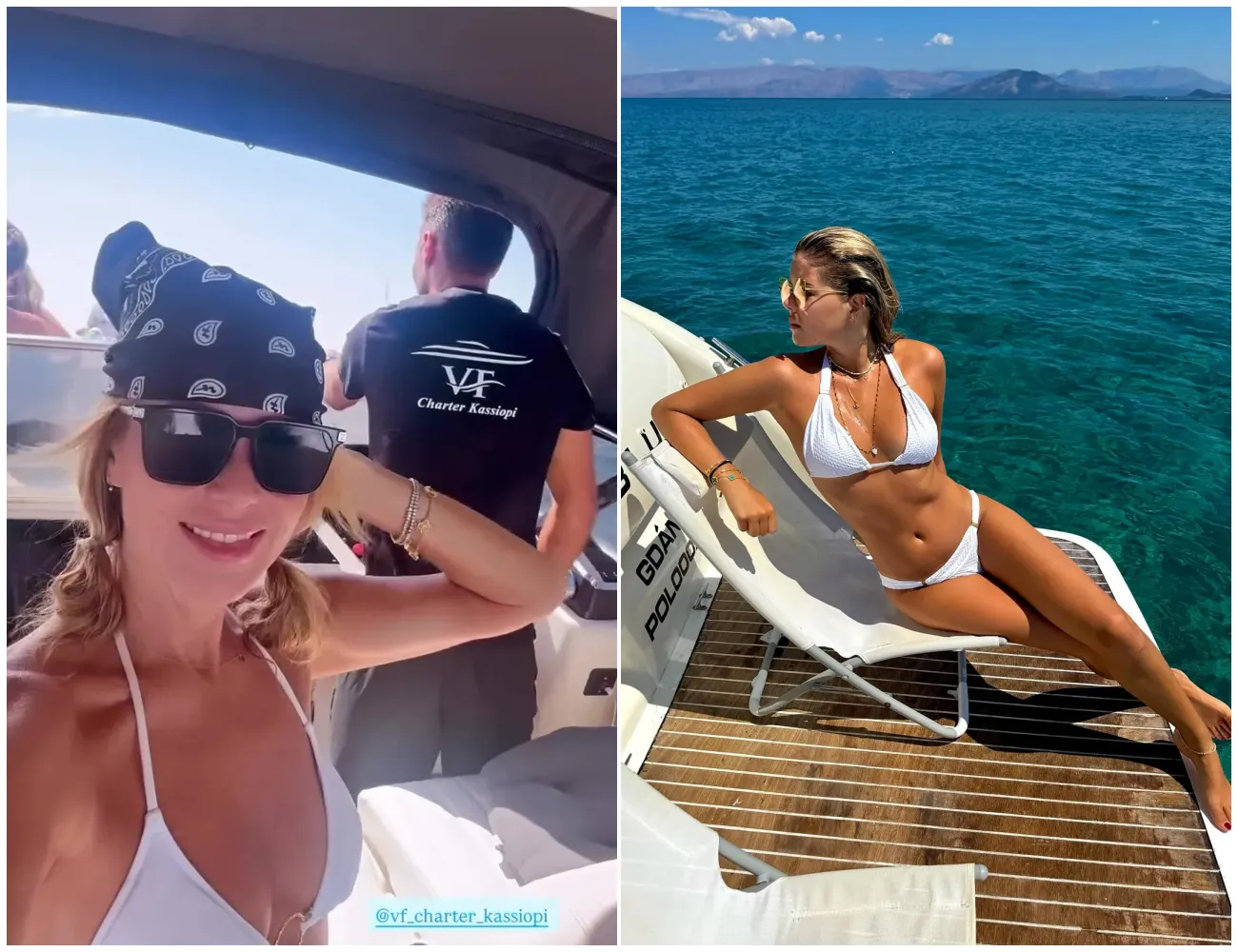 Amanda Holden, 54, sizzles in barely-there white bikini on board a £million-plus yacht in Greece — posing with lookalike daughter Lexi, 19, in glamorous holiday snaps that have fans double-taking at their uncanny resemblance - suong