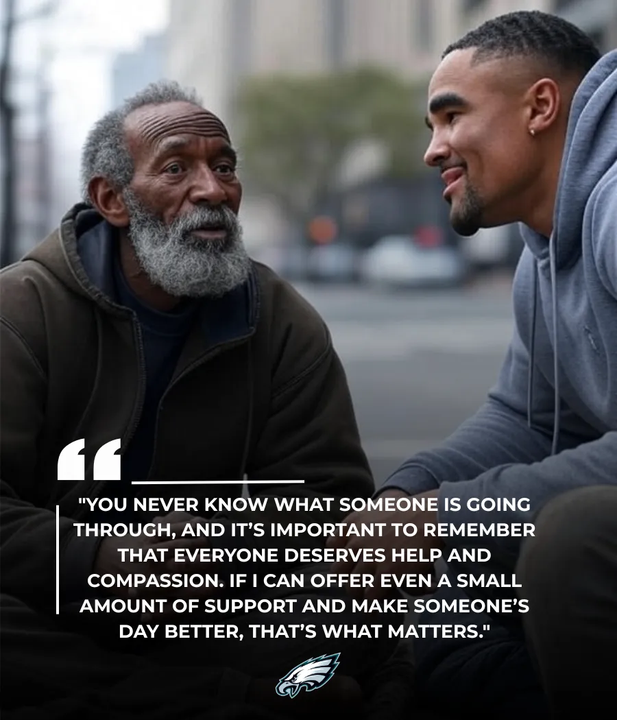 Jalen hurts shows kindness, helps homeless individual with a life-changing gesture