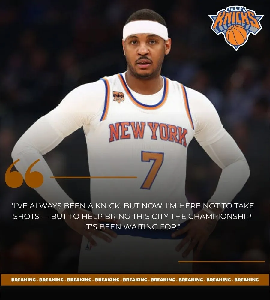 Carmelo Anthony Returns to Knicks as Co-Owner — A New Era Begins at MSG