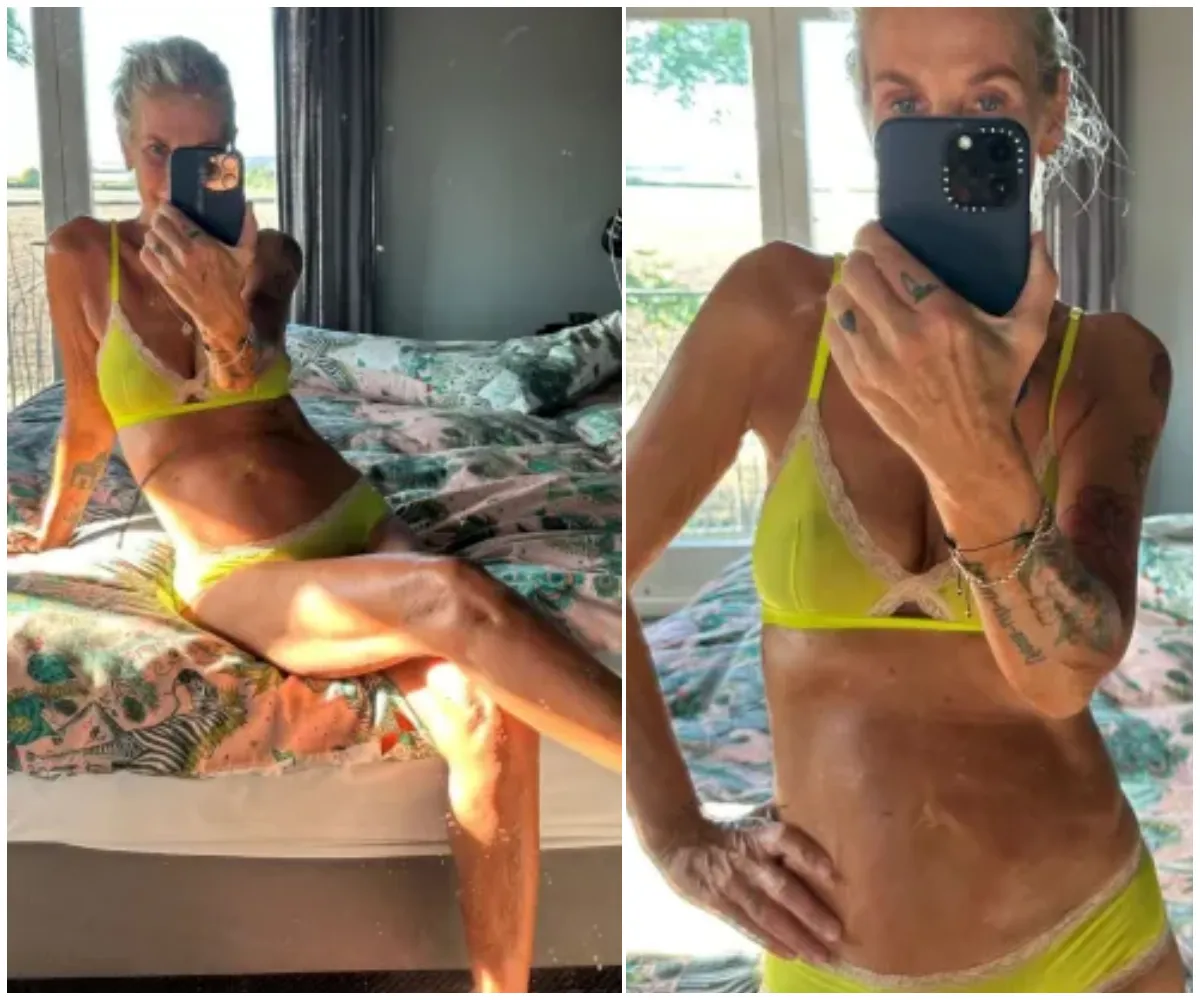 ‘Beautiful at any age’ — Ulrika Jonsson, 57, turns up the heat in sheer lace lingerie while showing off her figure and tattoo collection in intimate bedroom selfies… and reveals why she still loves posing decades after her glamour days - suong