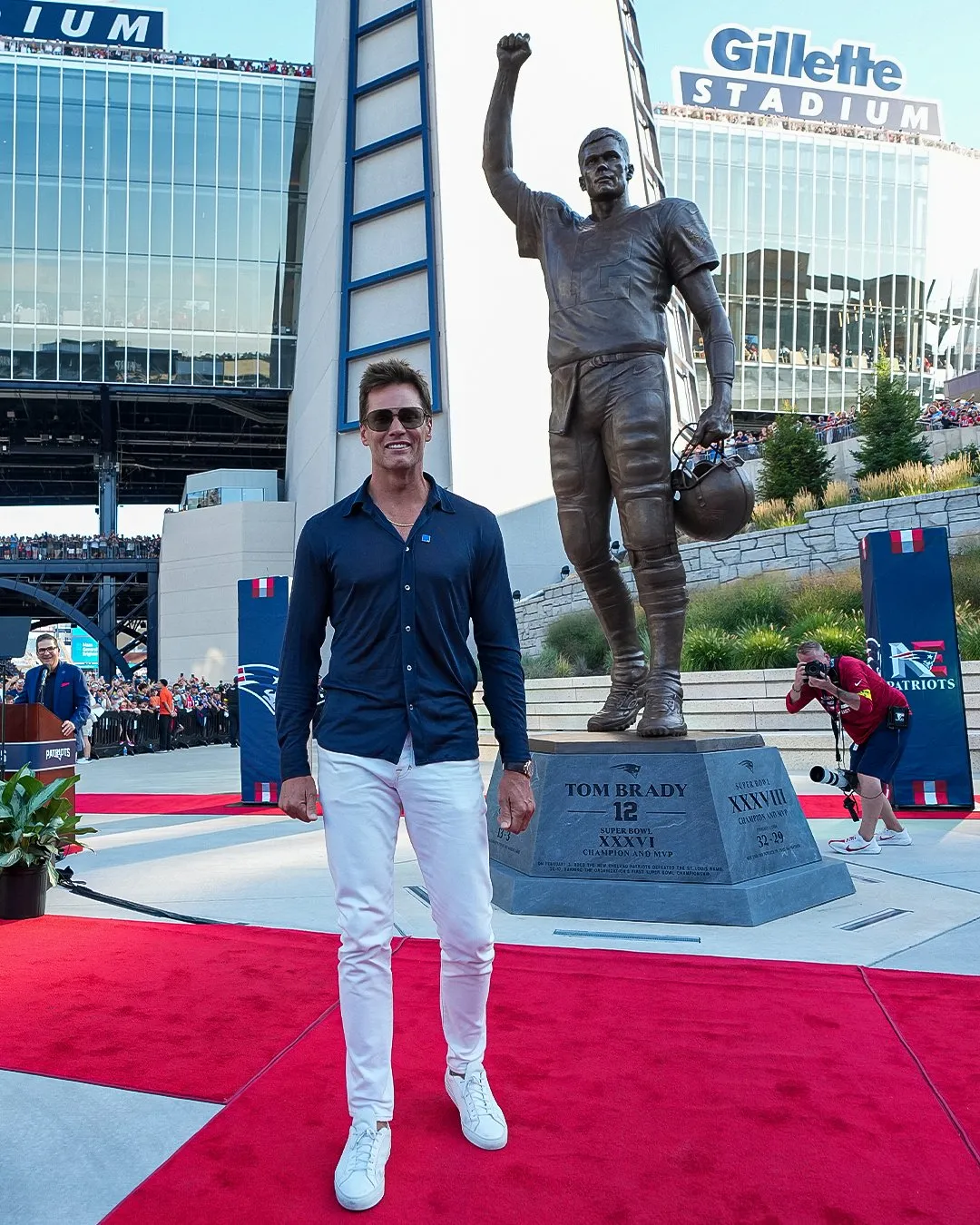 Patriots Legend Tom Brady Takes Jab at Division Rival During Statue Unveil