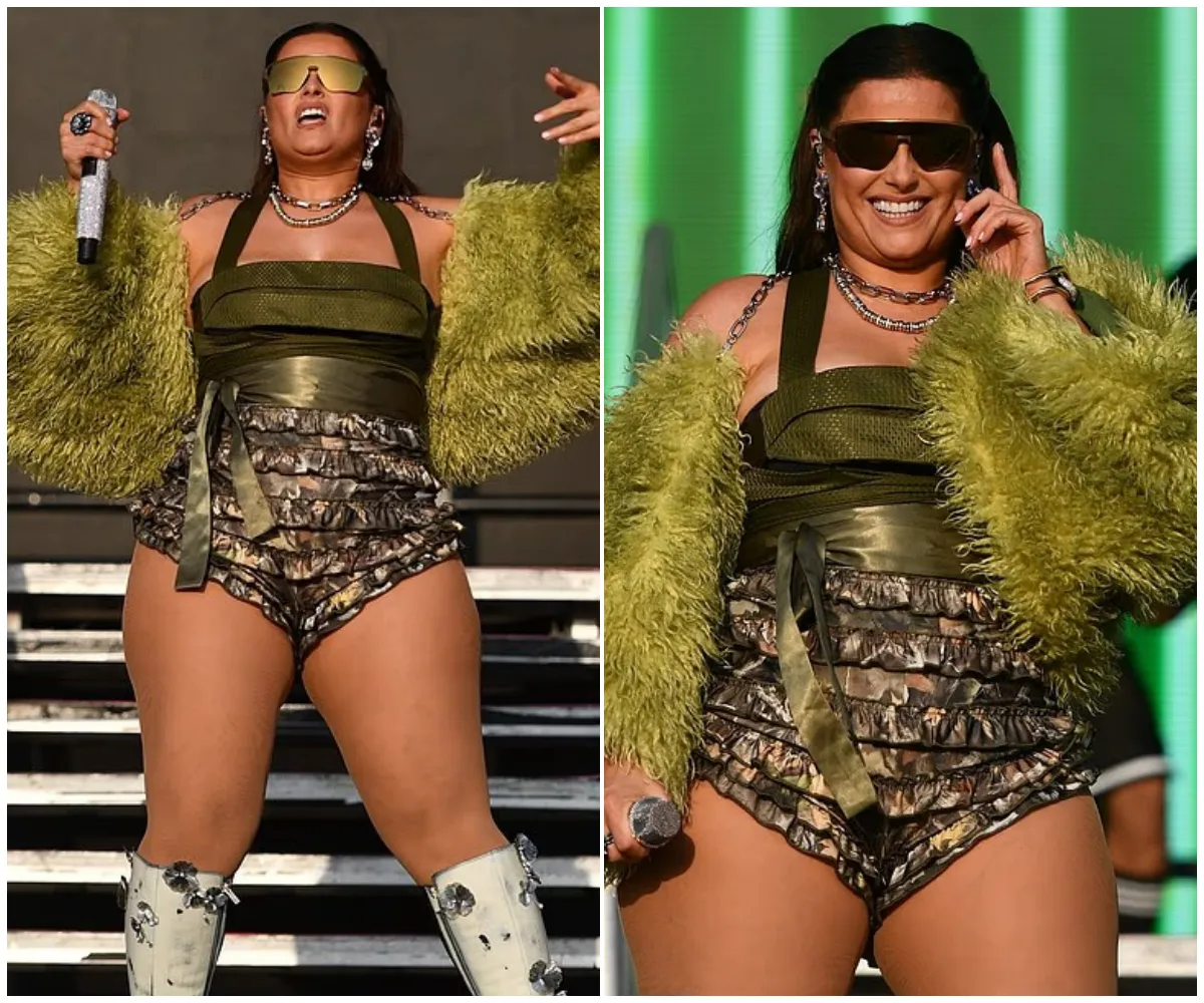 Leggy and fearless! Nelly Furtado, 47, wows in ruffled khaki hotpants and quirky white cowboy boots at Boardmasters Festival — as she opens up about surviving a toxic, abusive relationship - suong