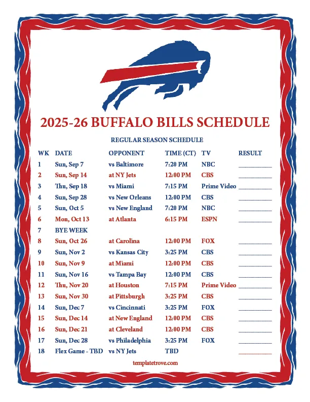 Buffalo Bills unveil 2025-26 schedule: A challenging season ahead