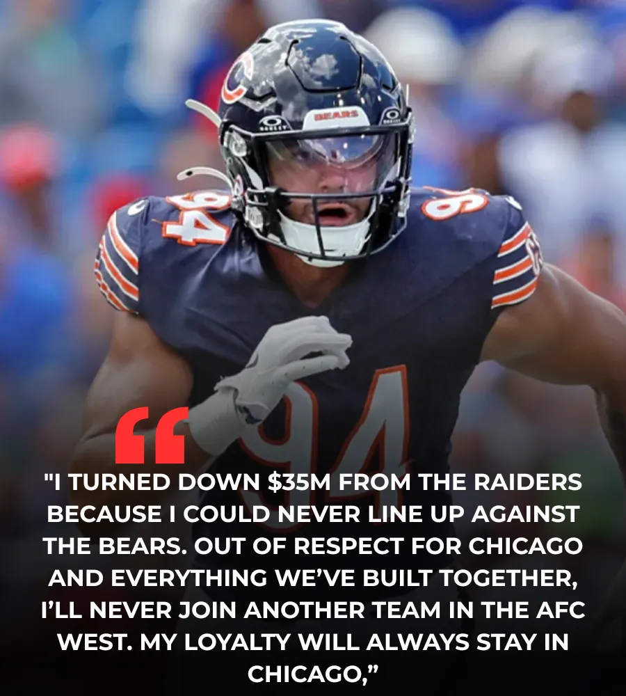 Bears Star Fan Favorite Rejects John Spytek’s $35M Job Offer — He Vows Loyalty to Chicago Over Raiders’ Payday