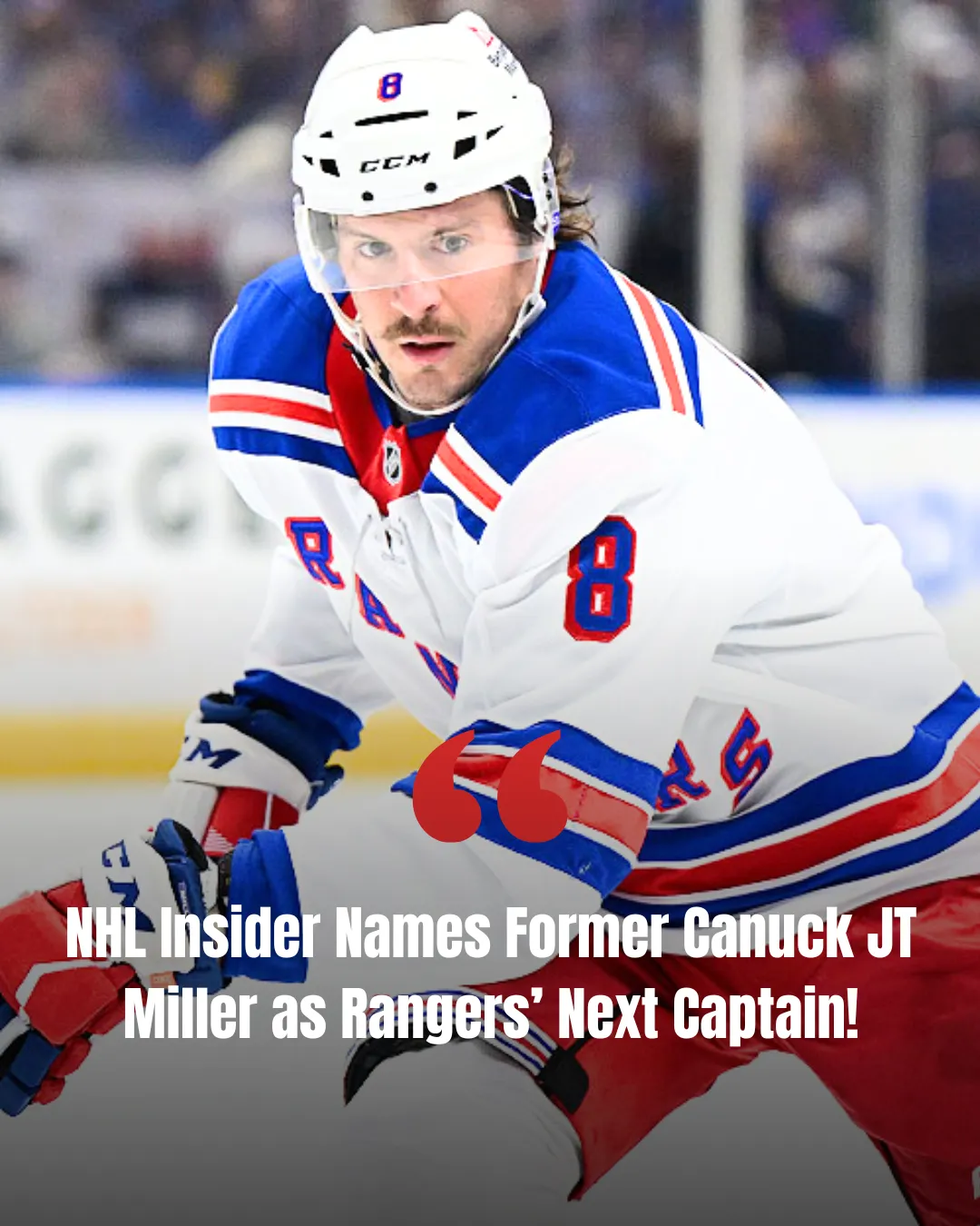 NHL Insider Recommends Former Canuck JT Miller as Next New York Rangers Captain