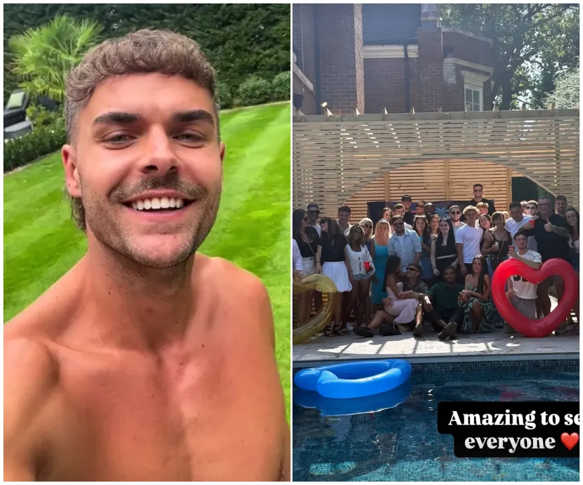 ‘Oh Harry, you’re rich rich!’ — Love Island’s Harry Cooksley leaves fans gobsmacked as he shares another look inside his sprawling Guildford family home, complete with manicured lawns, luxury patio and a huge glistening swimming pool - suong