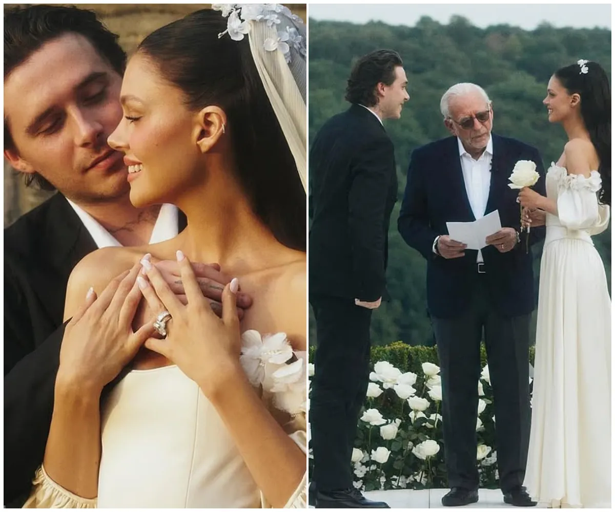 ‘Only love’… but not for the in-laws — Nicola Peltz wears her mother’s vintage wedding dress as billionaire dad Nelson officiates secret vow renewal with Brooklyn Beckham… while David and Victoria remain thousands...- suong