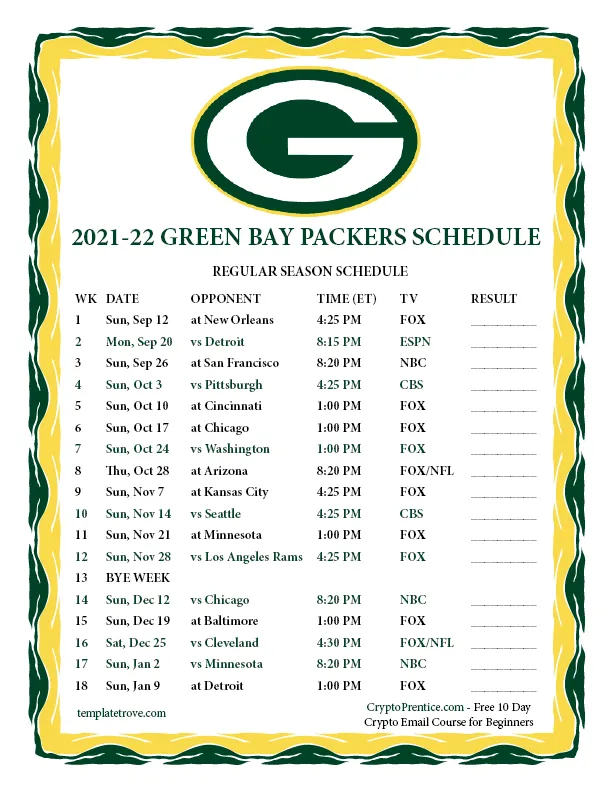 "Packers 2021-22 Schedule: Primetime Clashes, NFC North Showdowns, and a Holiday Gridiron Gift"