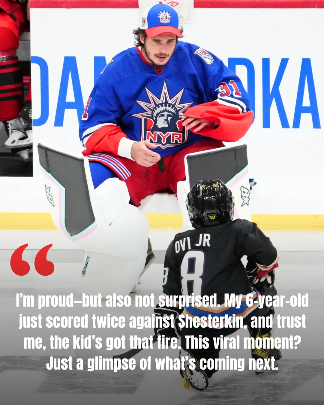 Alex Ovechkin 6-year-old son scores 2 goals against Rangers' Igor Shesterkin in fun viral moment
