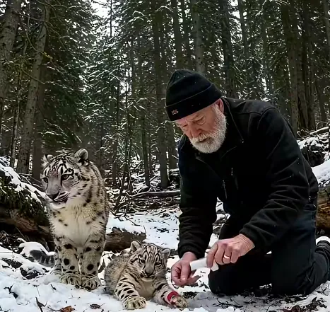 Incredible: Mother Snow Leopard Saves Her Cub with the Help of an Elderly Companion! Incredible: Mother Snow Leopard Saves Her Cub with the Help of an Elderly Companion!