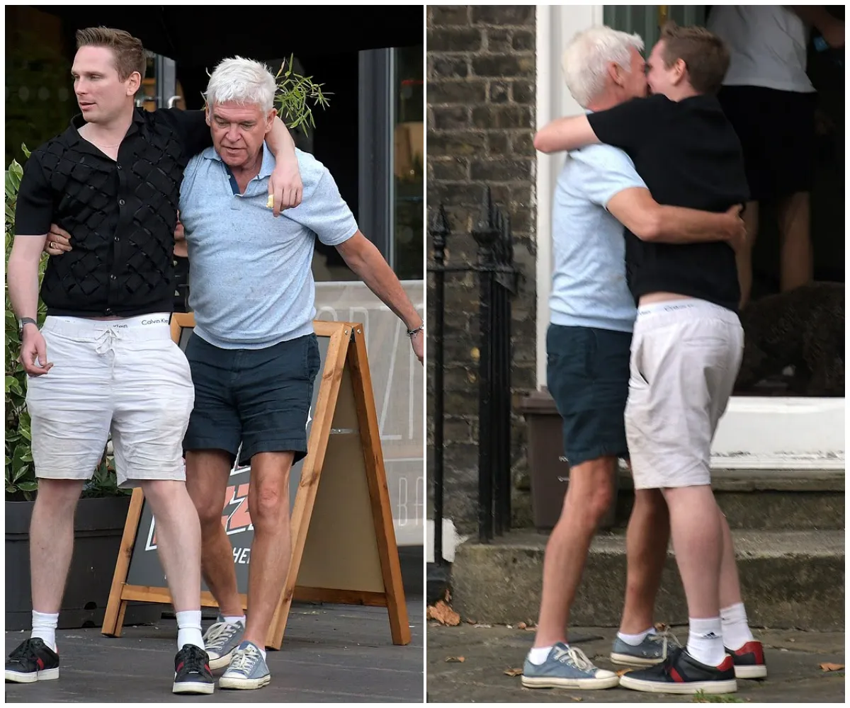 ‘Worse-for-wear’ Phillip Schofield, 63, seen stumbling out of London LGBTQ+ bar with bleary-eyed 30-year-old male companion in VERY cosy display… while ex-best friend Holly Willoughby soaks up the sun in Portugal after their bitter public fall-out - suong