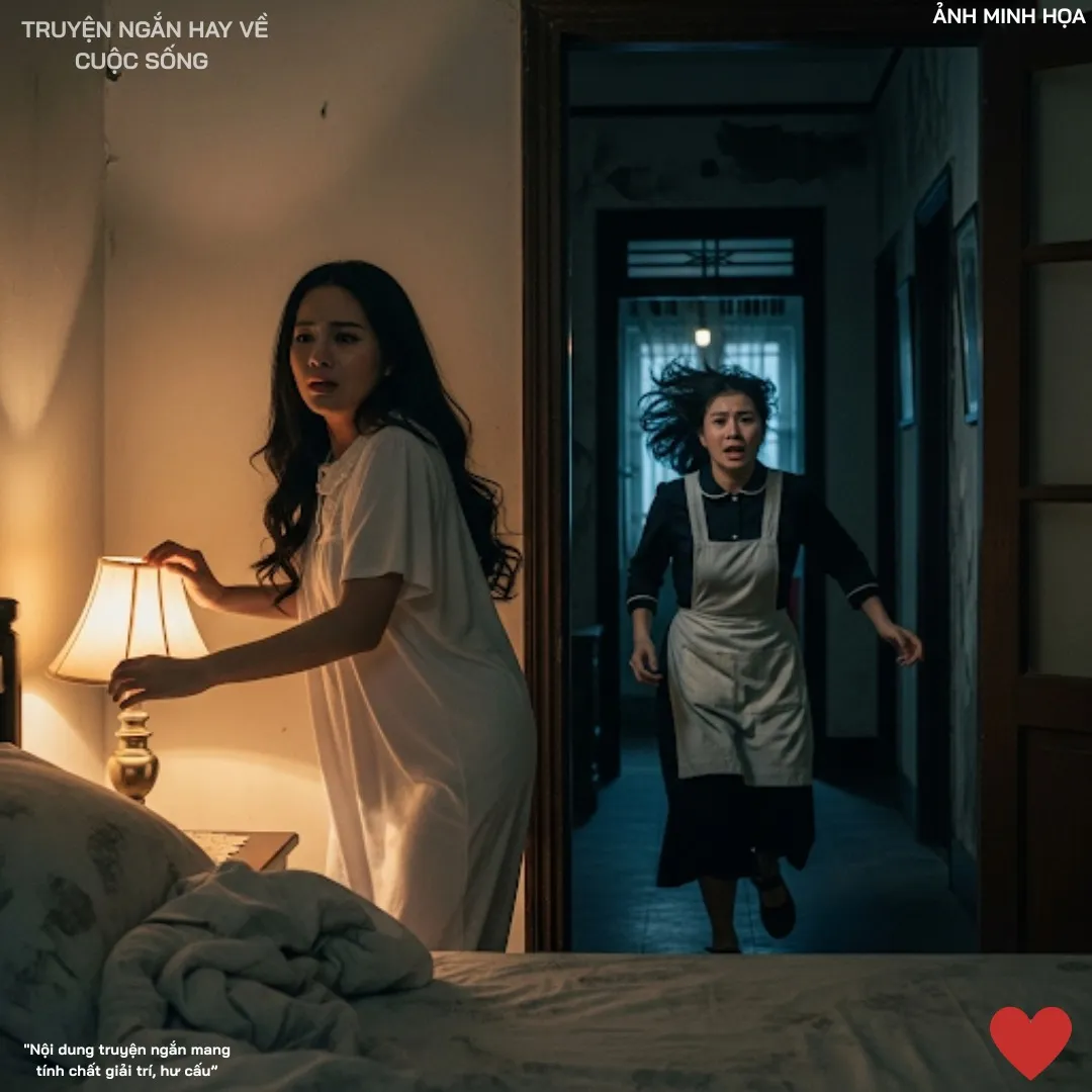 Bị đánh thức bởi tiếng động lạ, tôi dậy kiểm tra và thấy người làm chạy ra khỏi phòng trong bộ dạng luộm thuộm.