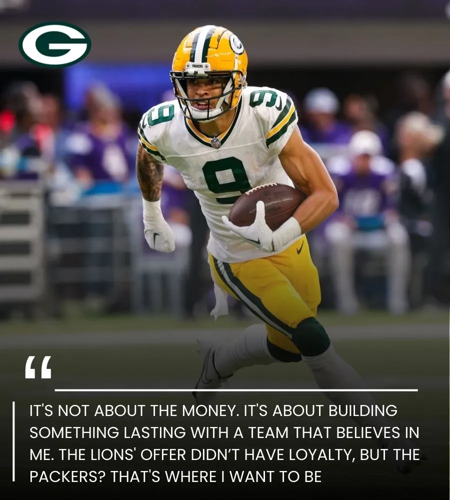 Christian Watson rejects $90 million Lions contract, opts for loyalty and long-term commitment with Green Bay Packers