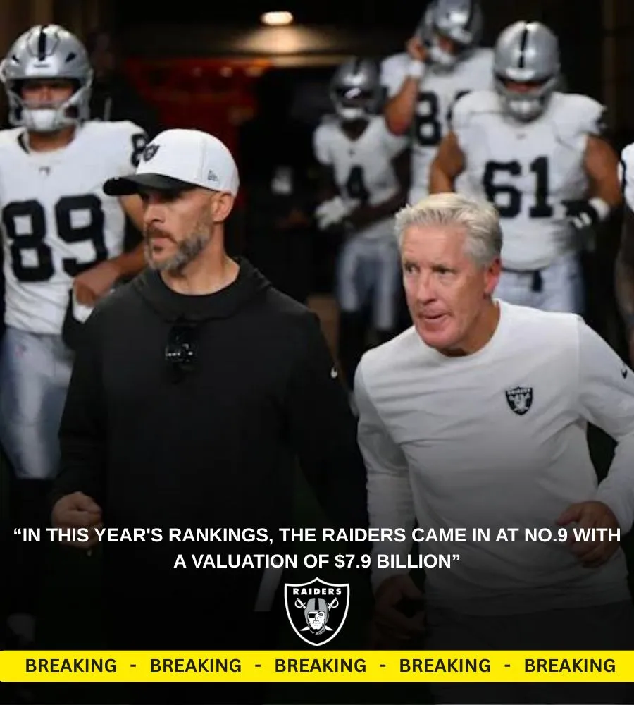 Where Raiders' valuation of $7.9 billion ranked among rest of NFL