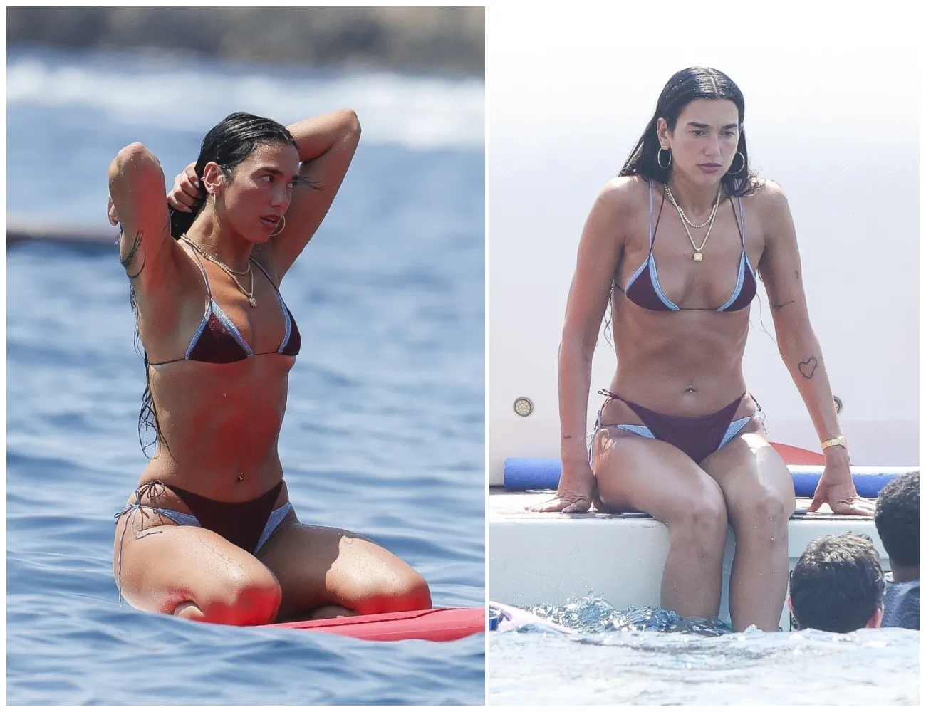 ‘She makes it look so easy!’ — Dua Lipa flaunts incredible figure in bikini while performing paddleboard yoga in the middle of the ocean… before sharing intimate yacht moments with fiancé Callum Turner - suong