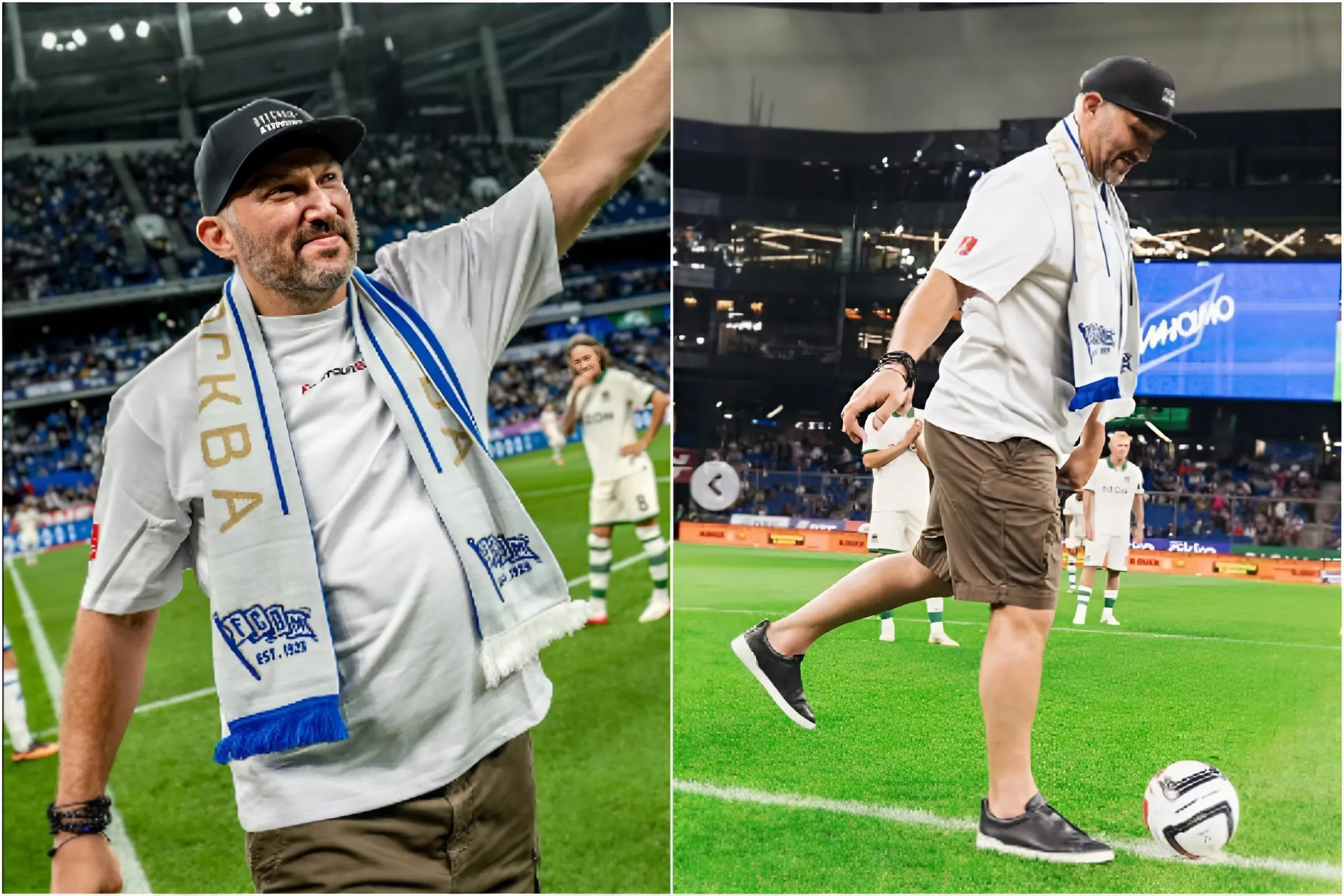 Alex Ovechkin Delivers Ceremonial First Kick at Russian Cup Clash Between Dynamo Moscow and Krasnodar trucc