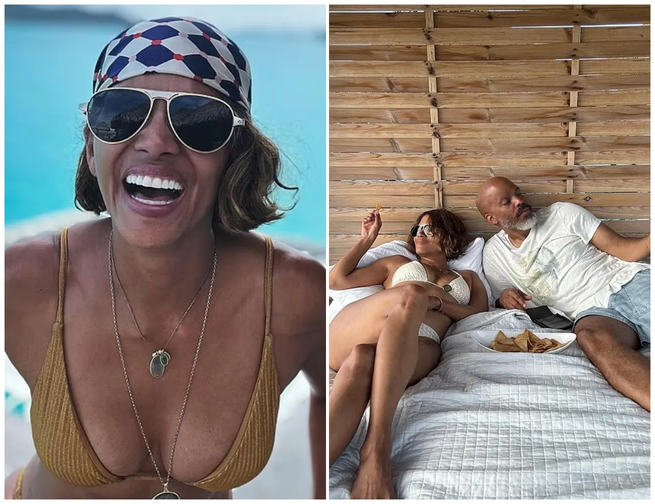 Phew!’ — Halle Berry, 59, savagely responds to ex-husband David Justice’s ‘not motherly’ comments with cheeky Instagram caption — as she stuns in a gold bikini on tropical birthday getaway and fans blast his ‘housewife’ expectations - suong