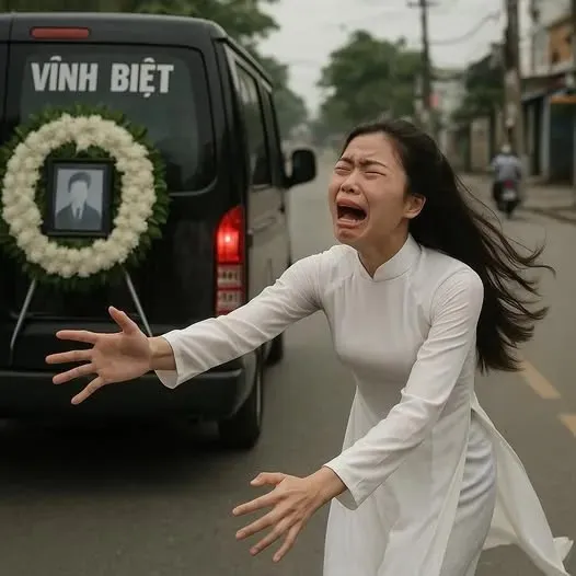 Lúc xe tag mới lăn bánh được 300 mét, cô dâu ở đám cưới nhà bên cạnh bỗng hớt hải đuổi theo