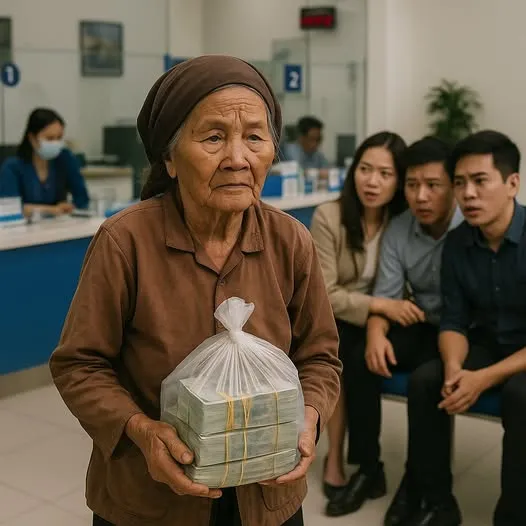 Bà lão đồng nát ăn măc b;ẩn thỉ;;u vào ngân hàng rút tiết kiệm 2 triệu đồng để đóng học cho cháu và cái kết khiến cả phòng giao dịch
