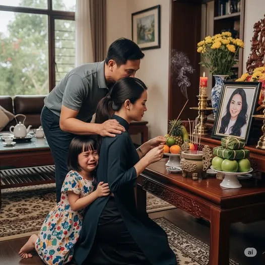 Anh rể thì từ trong buồng bước ra, đôi mắt đỏ hoe, giọng nghẹn lại, thì thầm với tôi đúng ba từ 