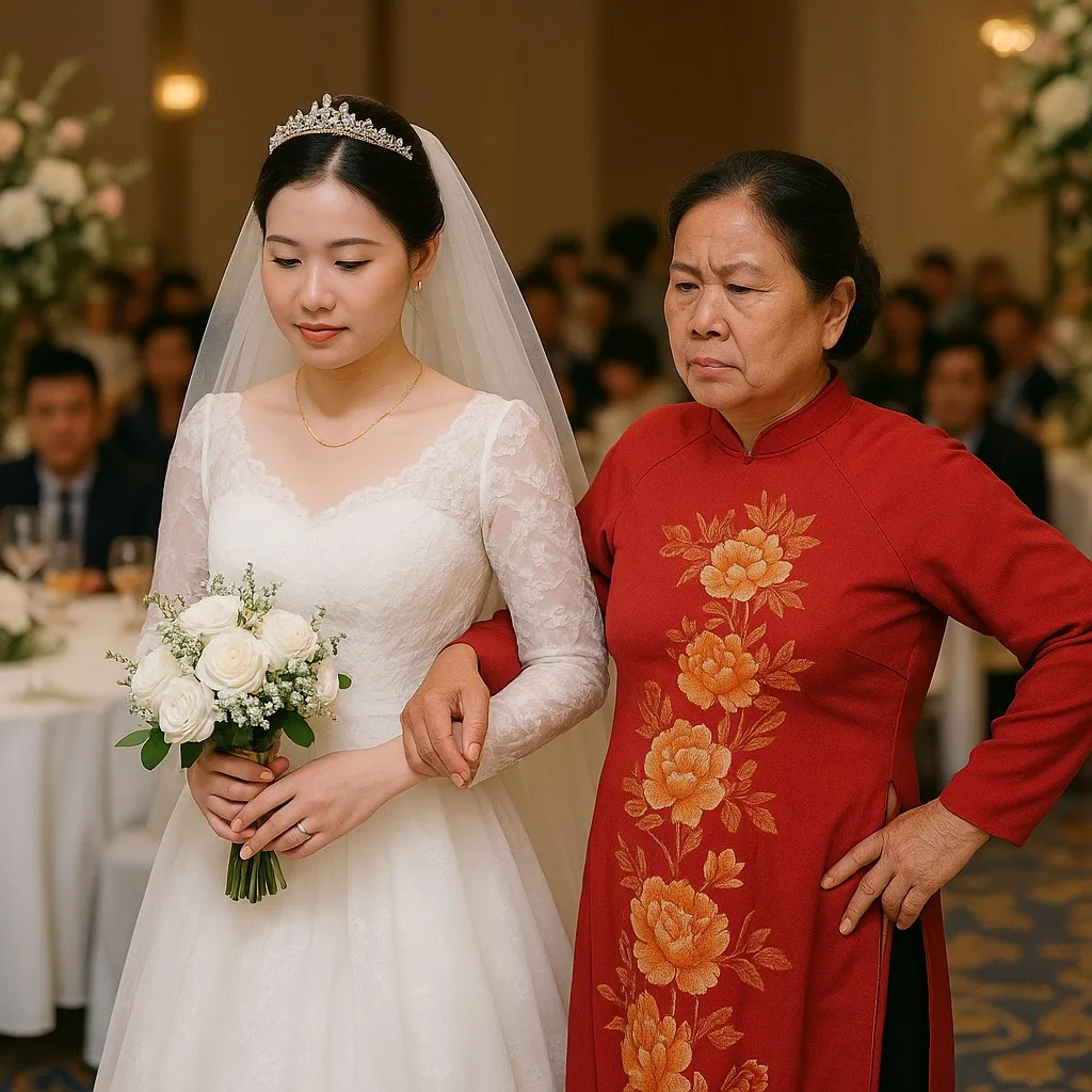Chồng mất được 5 năm, tôi đi bước nữa với Thành. Ngày cưới chính mẹ chồng cũ là người dắt tay tôi lên sân khấu trao dâu
