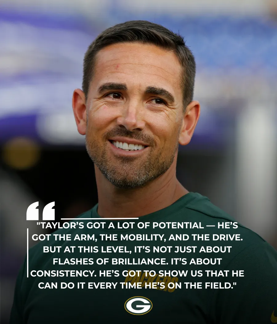 Green Bay Packers Matt LaFleur Gets Honest About Performance Of QB Taylor Elgersma