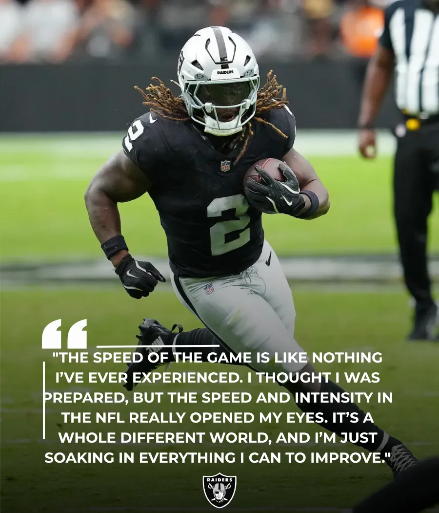 Raiders Rookie RB Ashton Jeanty Reflects on His ‘Welcome to the NFL’ Moment
