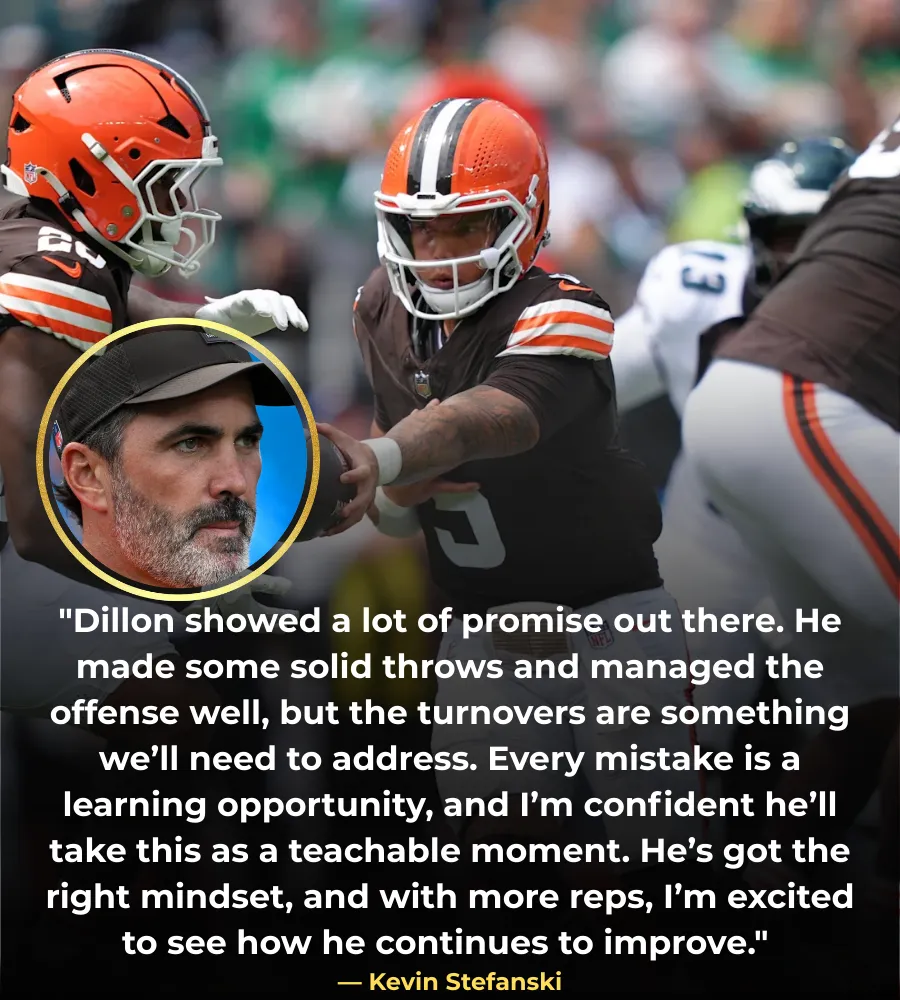 HC Kevin Stefanski Addresses Dillon Gabriel's 2 Turnovers vs. Eagles