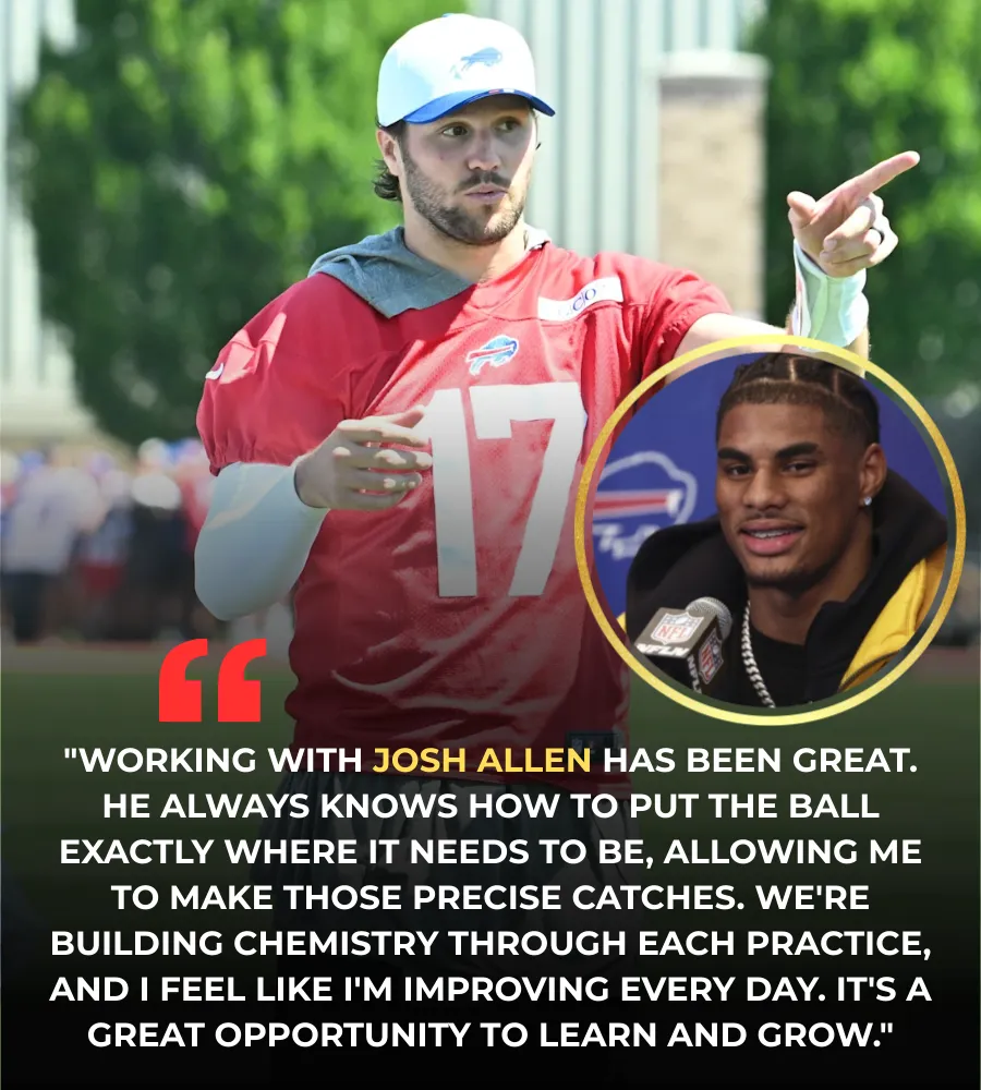 Bills Keon Coleman breaks down growing chemistry with Josh Allen after Bears practice