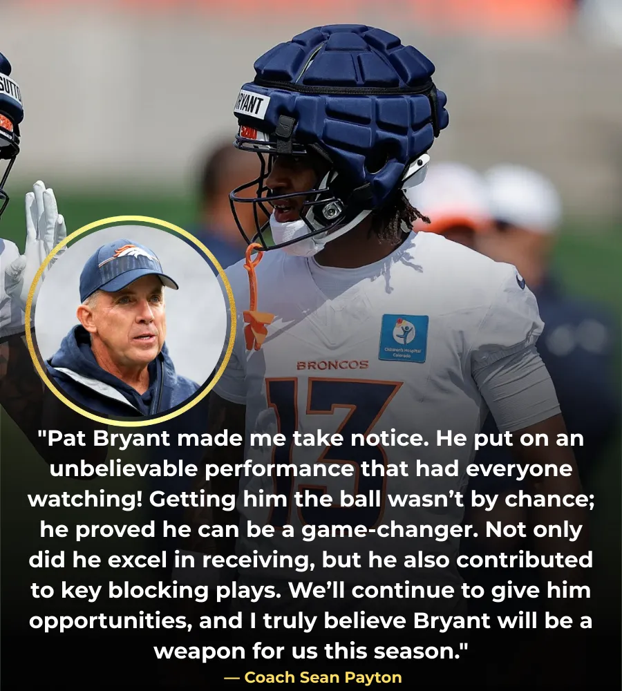 Broncos HC Sean Payton Weighs In on WR Pat Bryant’s Showing vs. Cardinals
