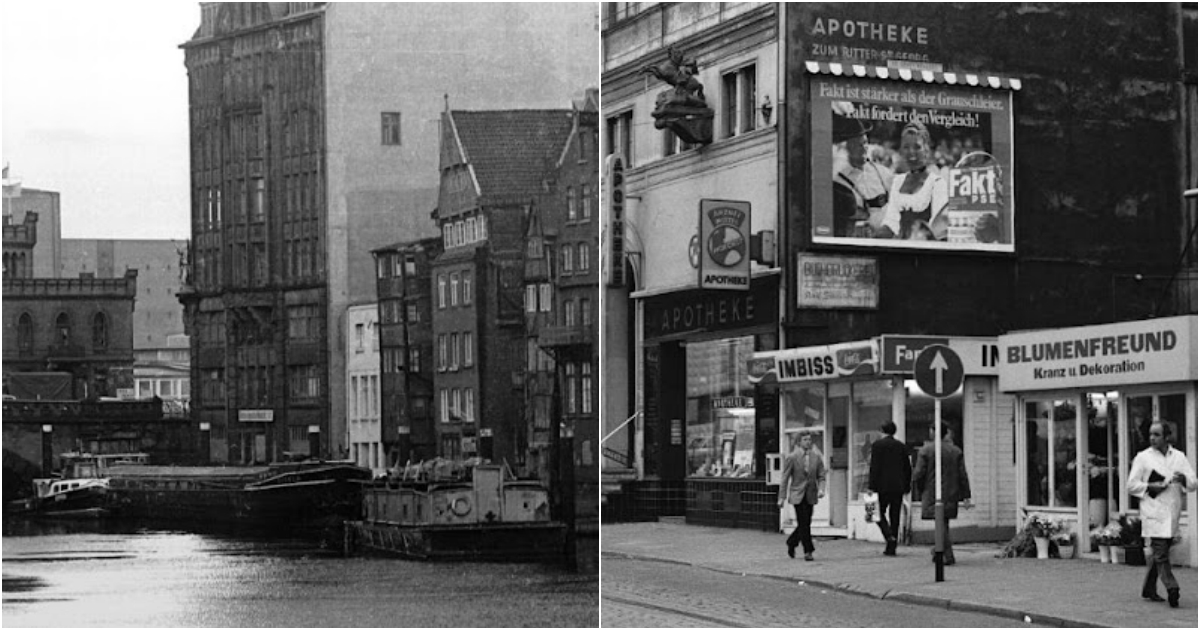 30 Vintage-Schwarzweißfotos fangen die Straßen Hamburgs in den frühen 1970er Jahren ein