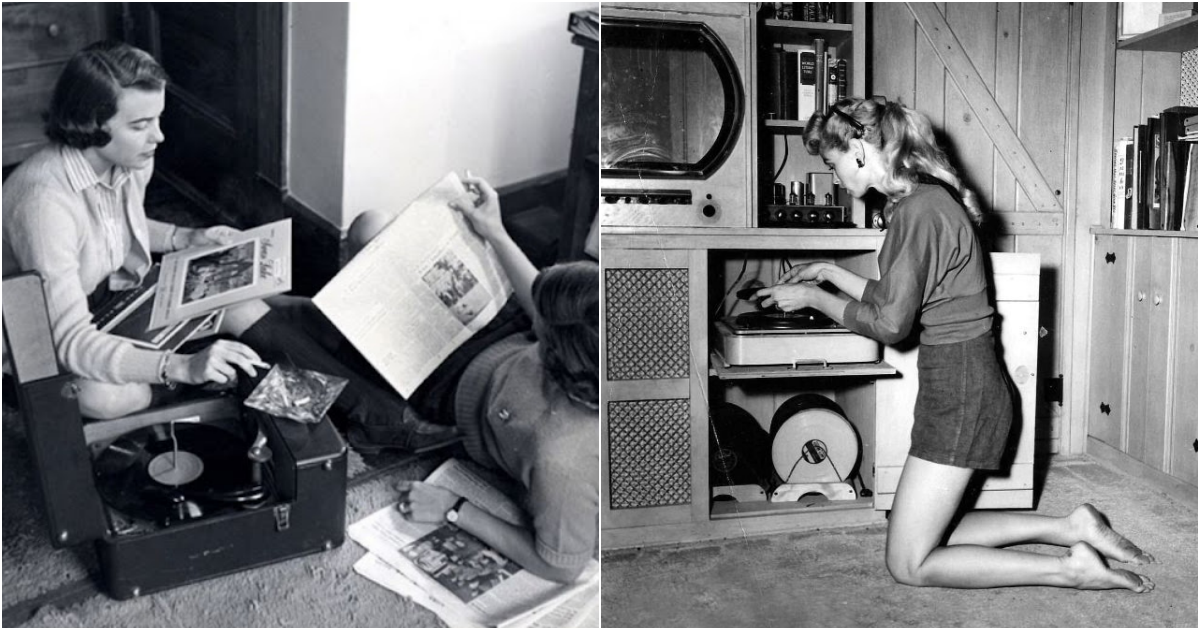 35 Cool Pics of People With Their Record Players in the 1950s