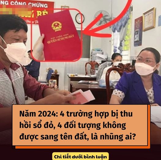 Năm 2024: 4 trường hợp bị thu hồi sổ đỏ, 4 đối tượng không được sang tên đất, là nhũng ai?