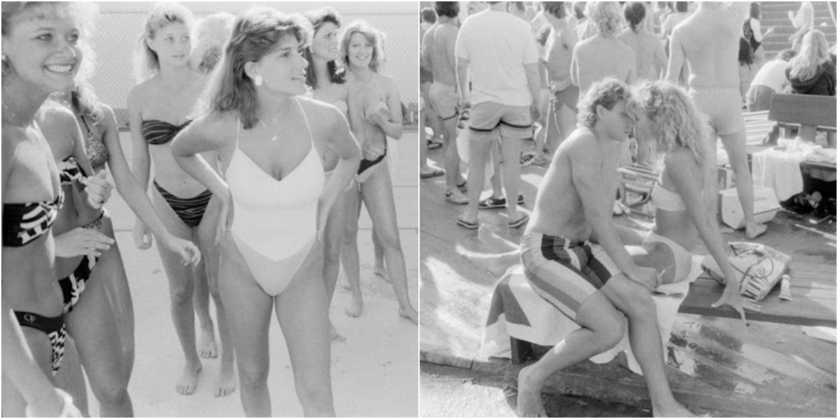 Vivid snapshots capture the essence of spring breaks in Daytona Beach, Florida, during the early 1980s, featuring big hair and tiny swimwear.